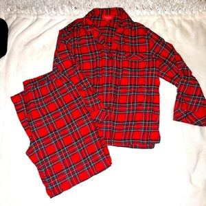 Red flannel women’s two piece pajama set